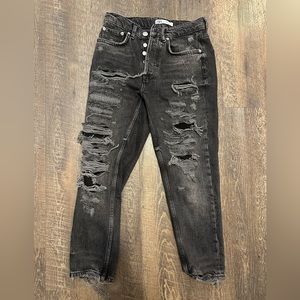 Zara ripped cropped jeans
